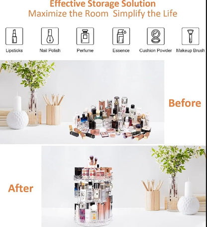 2 Tier Rotating Makeup Organizer | 360° Rotating Cosmetic & Skincare Storage Organizer | Beauty Products Holder for Vanity & Bathroom