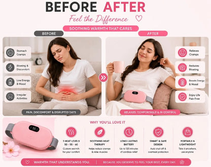 Rechargeable Heating Belt with Digital Temperature Display | Portable Electric Heating Pad for Waist & Body | Adjustable Heat Therapy Belt