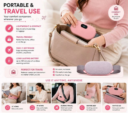 Rechargeable Heating Belt with Digital Temperature Display | Portable Electric Heating Pad for Waist & Body | Adjustable Heat Therapy Belt
