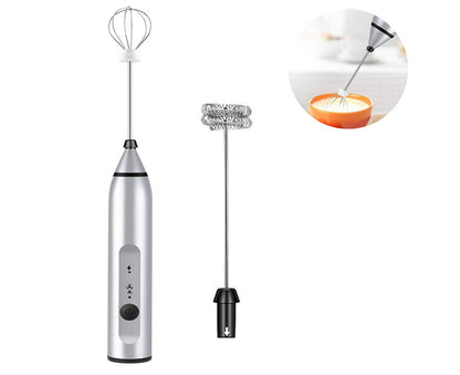 Rechargeable Milk Frother & Coffee Beater | 2-in-1 Electric Handheld Whisk with 2 Mixing Heads | Portable Coffee, Milk & Beverage Mixer