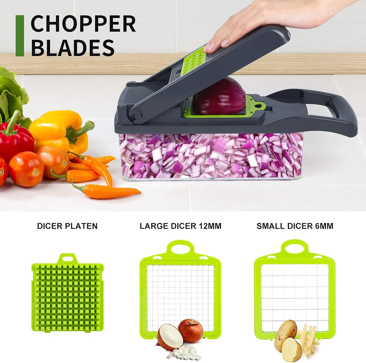 16-in-1 Vegetable Chopper & Slicer | Multifunctional Vegetable Cutter with Multiple Blades | Kitchen Food Chopper & Grater