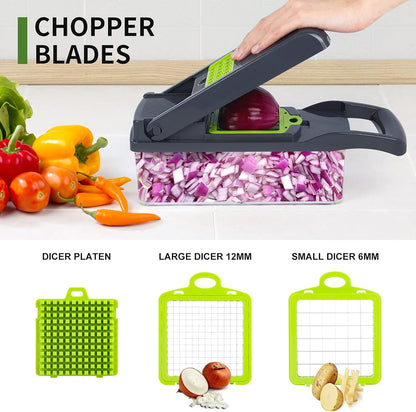 16-in-1 Vegetable Chopper & Slicer | Multifunctional Vegetable Cutter with Multiple Blades | Kitchen Food Chopper & Grater
