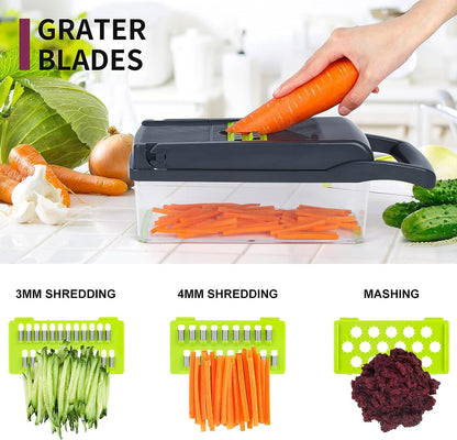 16-in-1 Vegetable Chopper & Slicer | Multifunctional Vegetable Cutter with Multiple Blades | Kitchen Food Chopper & Grater
