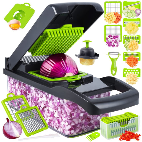 16-in-1 Vegetable Chopper & Slicer | Multifunctional Vegetable Cutter with Multiple Blades | Kitchen Food Chopper & Grater