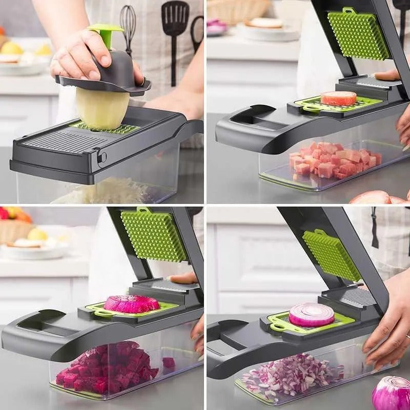 16-in-1 Vegetable Chopper & Slicer | Multifunctional Vegetable Cutter with Multiple Blades | Kitchen Food Chopper & Grater