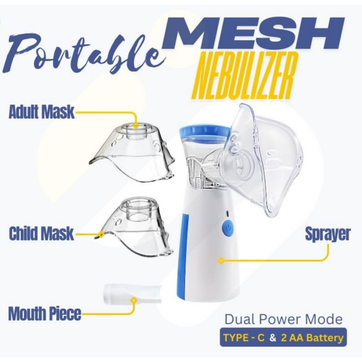 Portable Mesh Nebulizer | Rechargeable Handheld Nebulizer Machine | Compact Portable Vaporizer for Home & Travel