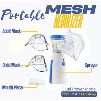 Portable Mesh Nebulizer | Rechargeable Handheld Nebulizer Machine | Compact Portable Vaporizer for Home & Travel