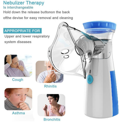 Portable Mesh Nebulizer | Rechargeable Handheld Nebulizer Machine | Compact Portable Vaporizer for Home & Travel
