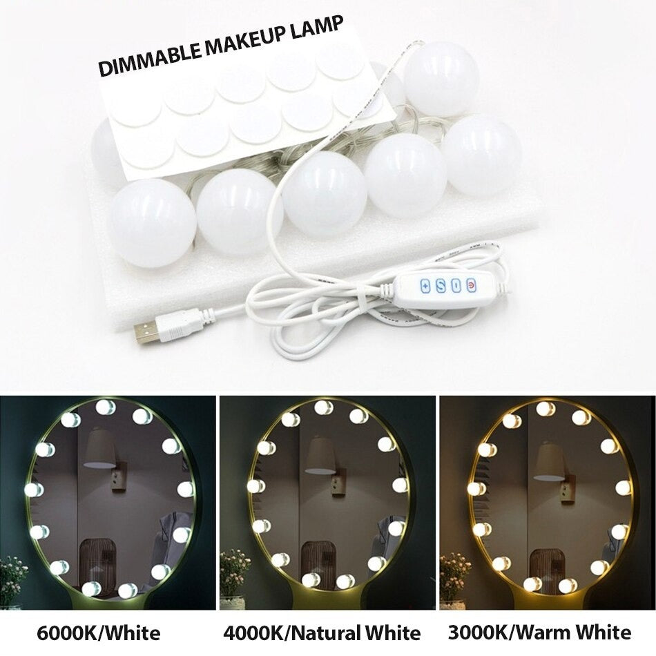 10 Pcs LED Vanity Mirror Lights | Hollywood Style Makeup Mirror Light Kit | Dressing Table & Makeup Vanity Lights