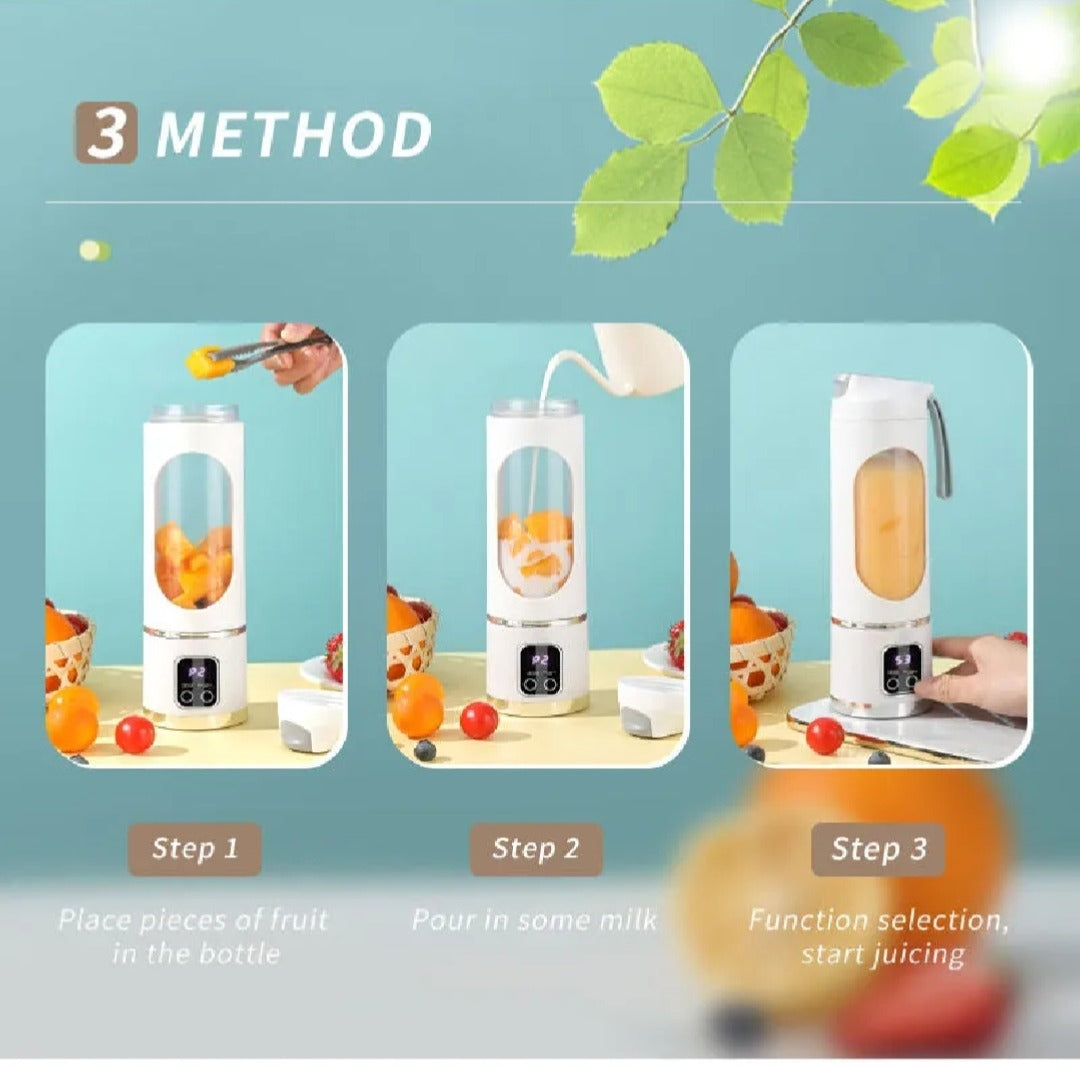 450ML Portable Electric Juicer Blender | 6-Blade USB Rechargeable Mini Smoothie Maker | Personal Blender for Travel & Gym