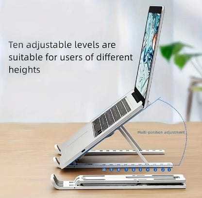 Foldable Aluminum Laptop Stand | Adjustable Height Portable Laptop Holder | Anti-Slip Metal Stand for Desk, Home & Office