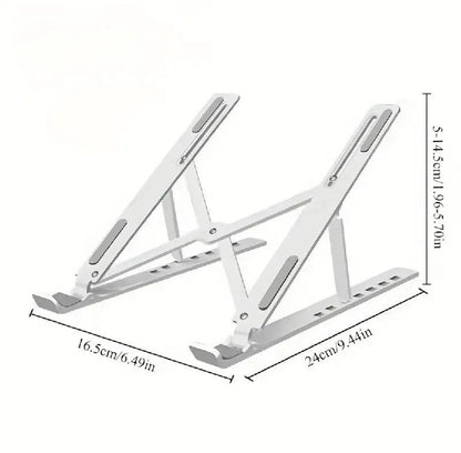 Foldable Aluminum Laptop Stand | Adjustable Height Portable Laptop Holder | Anti-Slip Metal Stand for Desk, Home & Office