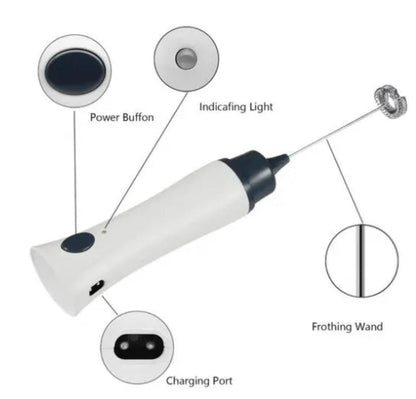 Rechargeable Electric Milk Frother & Coffee Beater | Handheld Egg Whisk & Foamer | Portable Kitchen Mixer for Coffee, Milk & Beverages