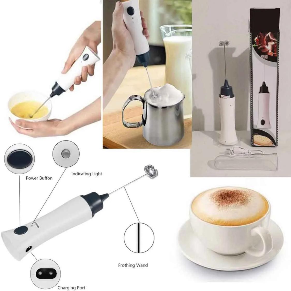 Rechargeable Electric Milk Frother & Coffee Beater | Handheld Egg Whisk & Foamer | Portable Kitchen Mixer for Coffee, Milk & Beverages