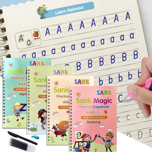 Sank Magic Practice Copybook for Kids | Reusable Handwriting & Alphabet Writing Book with Pen | Preschool Learning & Drawing Workbook