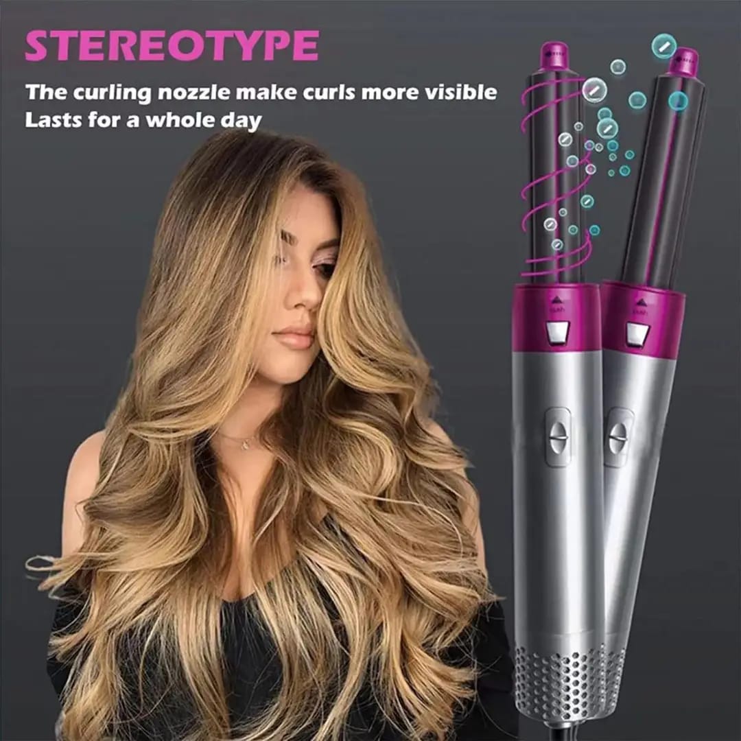 Multi-Function Hot Air Hair Styler Brush Set – Hair Dryer, Curler & Volumizing Styler