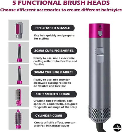 Multi-Function Hot Air Hair Styler Brush Set – Hair Dryer, Curler & Volumizing Styler